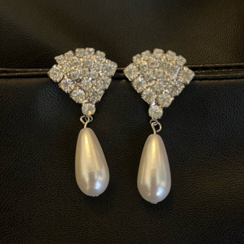 Faux Pearl & Crystal Earrings